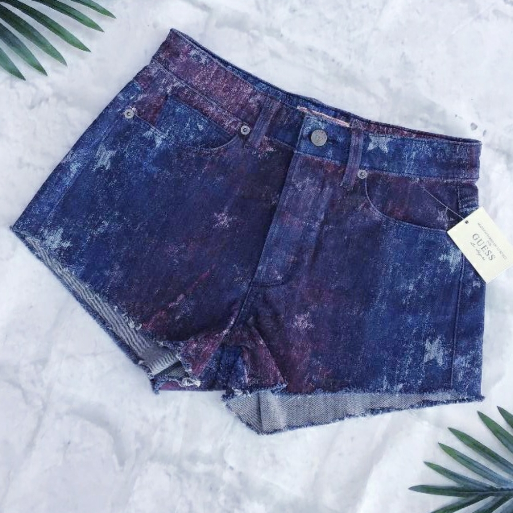 FEW LEFT! GUESS Vintage Chic Stars Patriotic Jean Shorts - Picture 4 of 12
